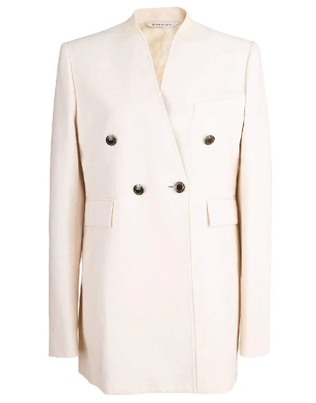 High Buttoned Long Jacket A-Line Jacket Boat Neck Shawl Collar
