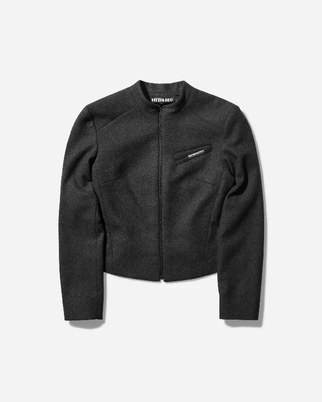 Women's Zip Jacket Dark Grey Fleece Fabric Down Fabric Feather Fabric