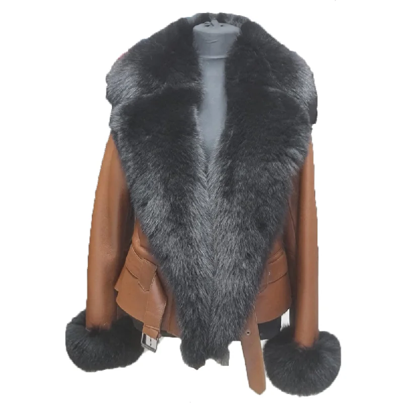 Katherine Tan shearling jacket with large fox fur Faux Fur Jacket Real Fur Jacket Shearling Jacket Katherine Tan shearling jacket with large fox fur Faux Fur Jacket Real Fur Jacket Shearling Jacket