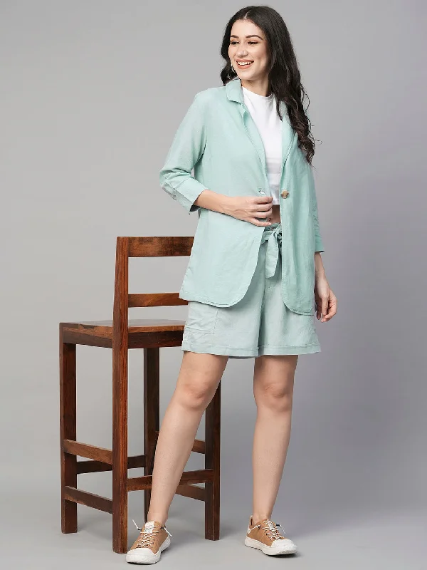 Women's Sky Viscose Linen Cotton Regular Fit Jacket One-Shoulder Jacket Off-the-Shoulder Jacket Asymmetrical Jacket Women's Sky Viscose Linen Cotton Regular Fit Jacket One-Shoulder Jacket Off-the-Shoulder Jacket Asymmetrical Jacket