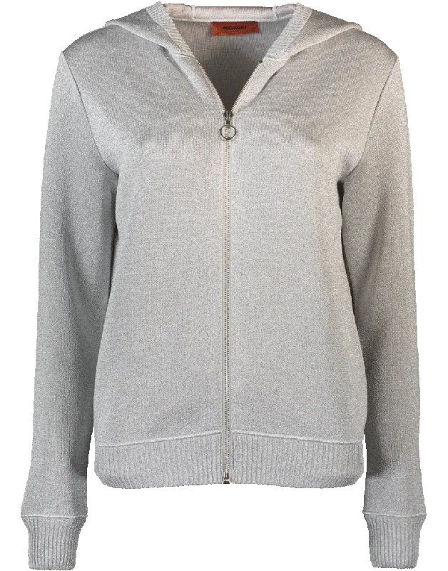 Lamé Hoodie Hoodie with Double Zipper Versatile Adjustable