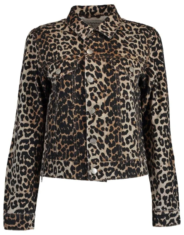 Leopard Print Denim Jacket Mesh Jacket Canvas Jacket Denim Jacket