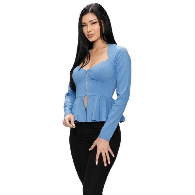 Long Sleeve Ruffle Zip-up Jacket Notch Collar Jacket Peter Pan Collar Jacket Cowl Neck Jacket Long Sleeve Ruffle Zip-up Jacket Notch Collar Jacket Peter Pan Collar Jacket Cowl Neck Jacket