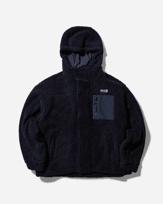 Men's Oversized Fleece Jacket Navy Bomber Jacket Anorak Windbreaker