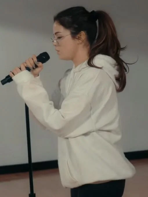 My Mind & Me Selena Gomez White Hoodie Hoodie with Mesh Breathable Sporty