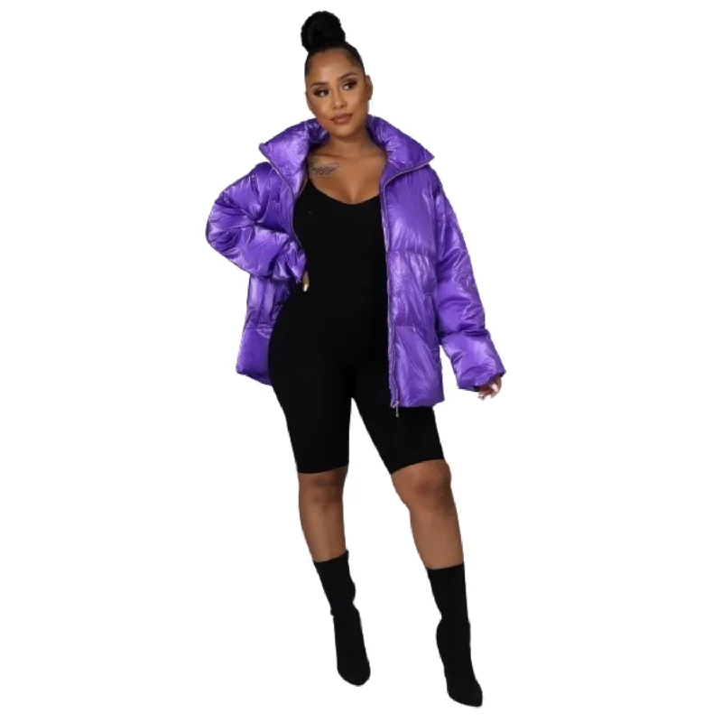 Non-stretch Bomber Jacket Stand-Up Collar Roll-Neck Collar Turtle Neck