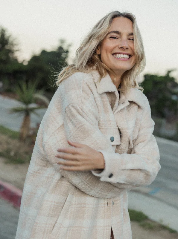 Passage Of Time Jackets - Tapioca Swell Check Oversized Jacket Tailored Jacket Straight Jacket