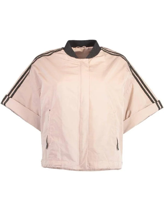 Rolled Sleeve Cropped Bomber Jacket One-Shoulder Jacket Off-the-Shoulder Jacket Asymmetrical Jacket