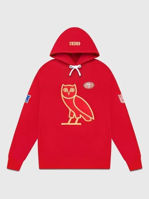 San Francisco 49ers Ovo Red Hoodie Hoodie with Button Classic Timeless