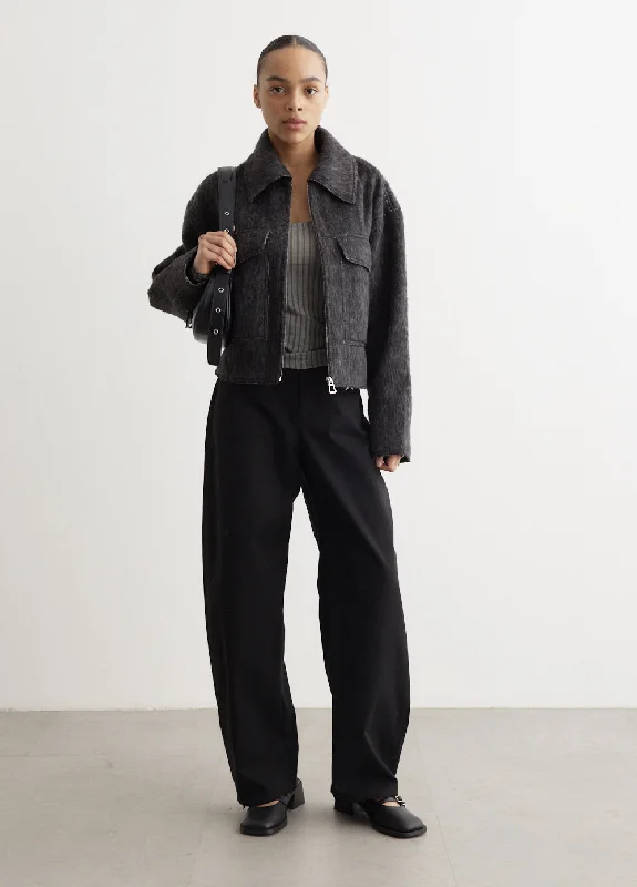 Scarce Cropped Wool Jacket Hoodie Zip-Up Jacket Button-Up Jacket
