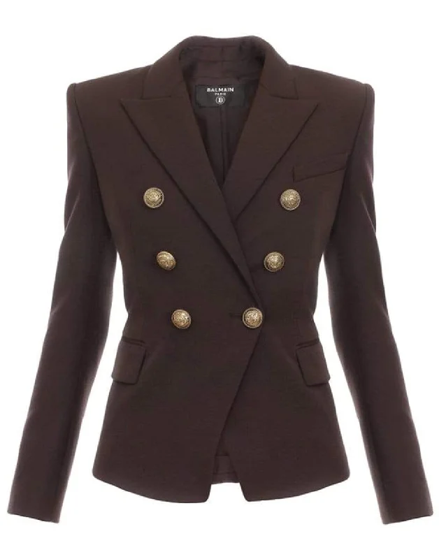 Six Button Grain De Poudre Jacket Cardigan Sweater Pullover
