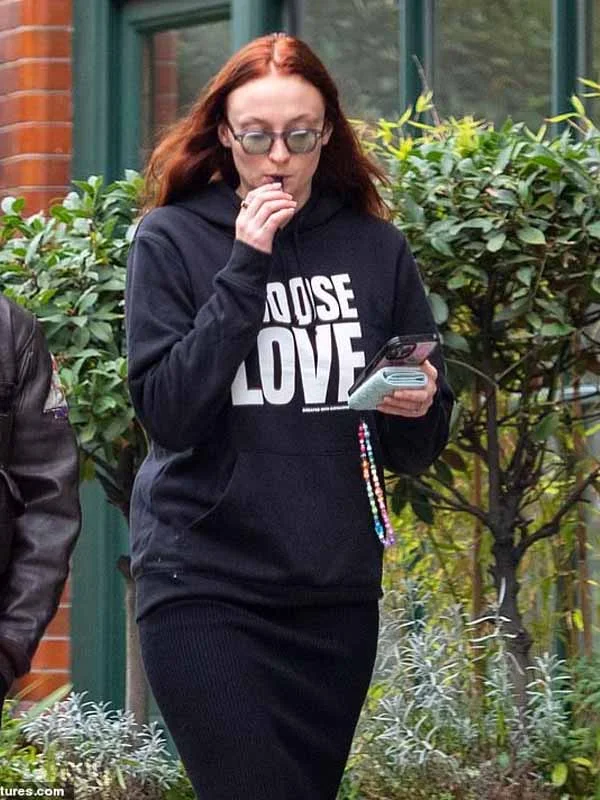 Sophie Turner Choose Love Hoodie Hoodie with Monochrome Minimalist Simple