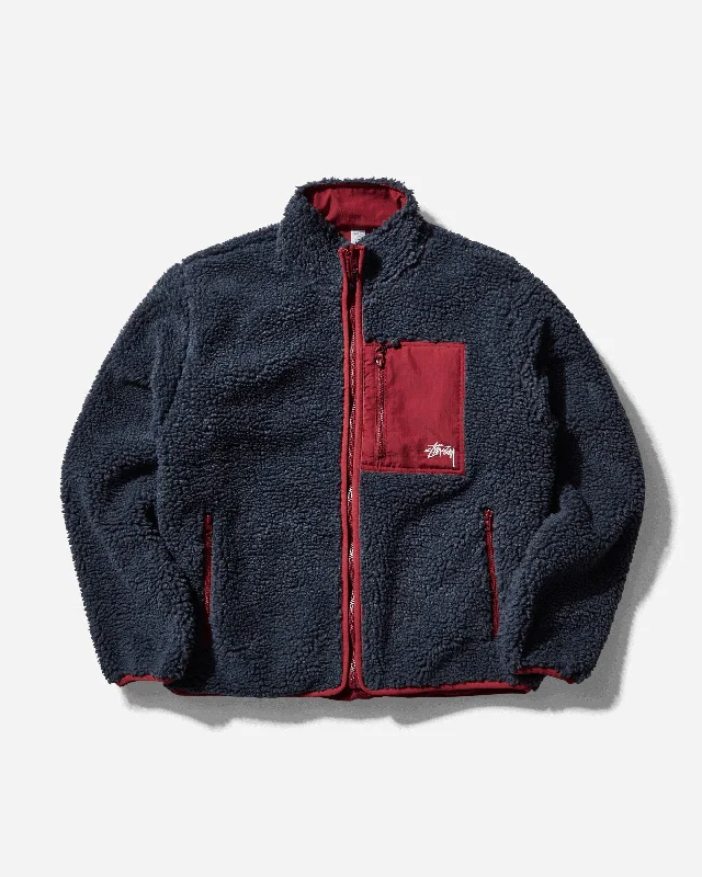 Sherpa Reversible Jacket Smoke Grey Knit Fabric Woven Fabric Fleece Fabric