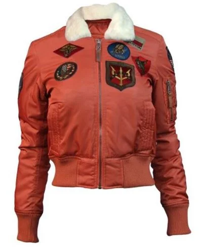 Top Gun B-15 Womens Flight Jacket With Patches Cardigan Sweater Pullover