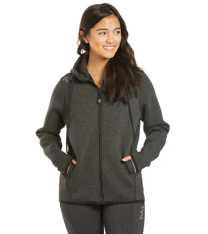 TYR Women's Elite Team Full Zip Hoodie Heather Black Hoodie with Illustration Artistic Creative TYR Women's Elite Team Full Zip Hoodie Heather Black Hoodie with Illustration Artistic Creative