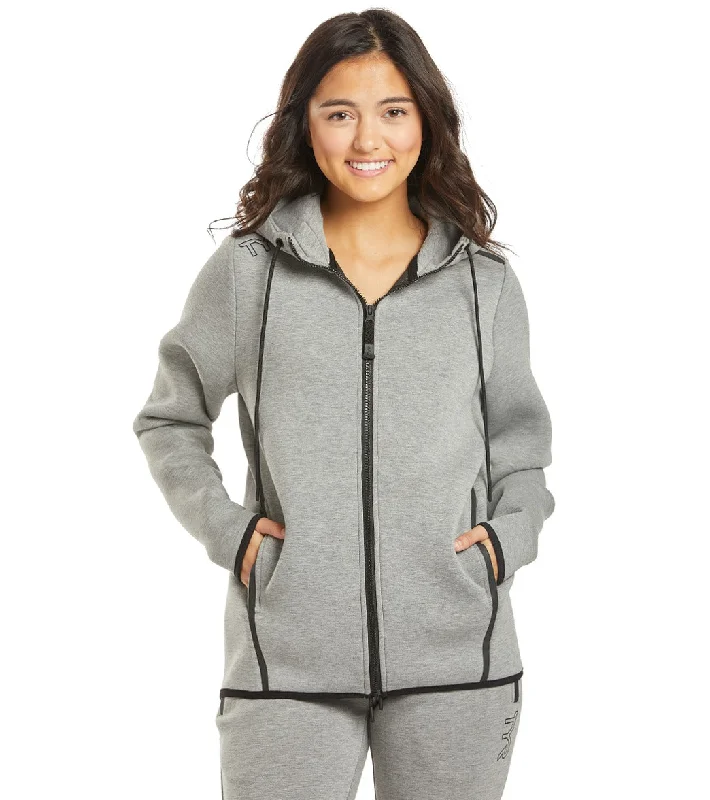 TYR Women's Elite Team Full Zip Hoodie Heather Grey Hoodie with Sequins Glamorous Eye-catching TYR Women's Elite Team Full Zip Hoodie Heather Grey Hoodie with Sequins Glamorous Eye-catching