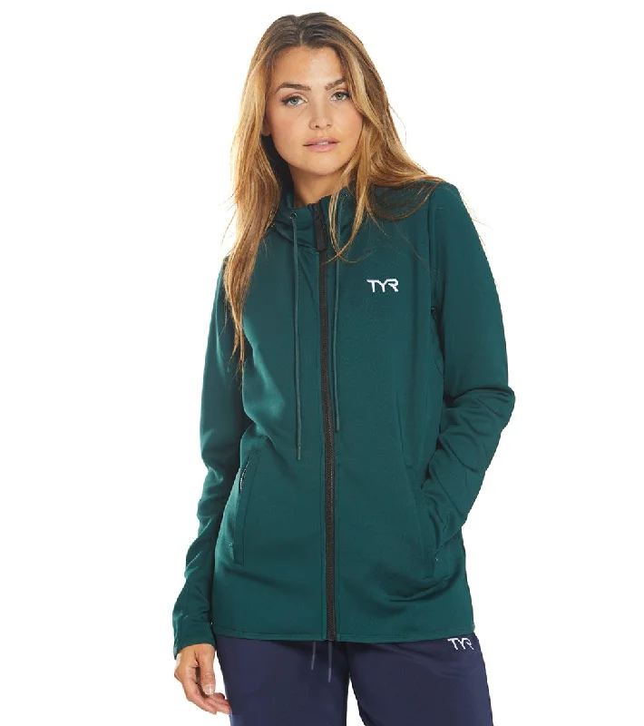 TYR Women's Team Full Zip Hoodie Green Hoodie with Oversized Fit Loose Comfortable