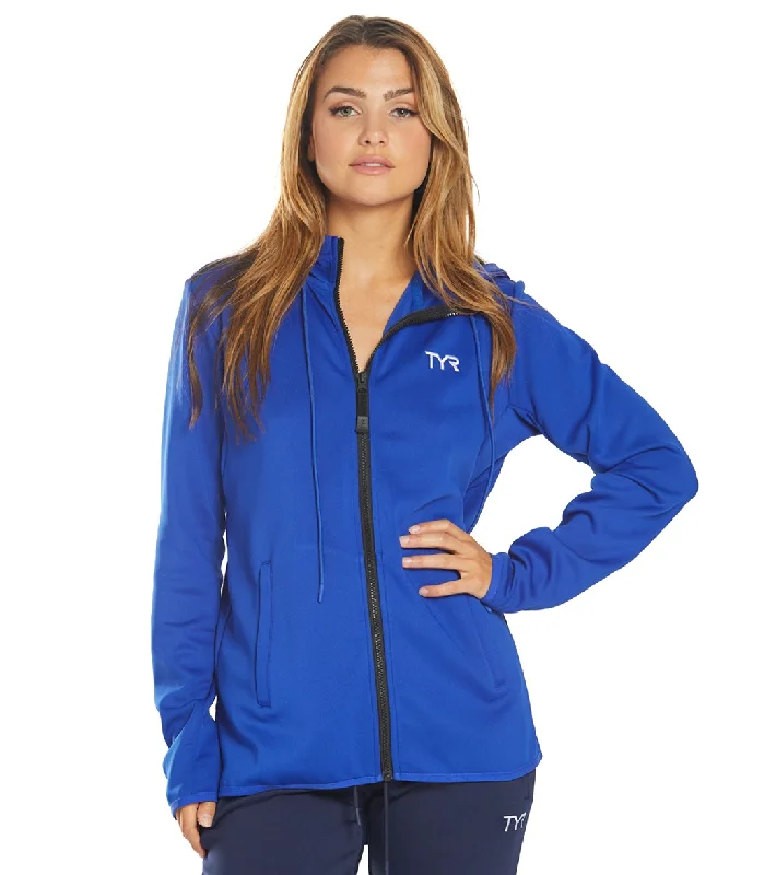 TYR Women's Team Full Zip Hoodie Royal Hoodie with Hidden Zipper Minimalist Clean