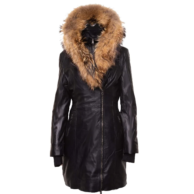 Ulva Fur Trimmed women's parka coat with Real fox fur hoodie Hoodie with Elastic Waist Stretchable Comfortable Ulva Fur Trimmed women's parka coat with Real fox fur hoodie Hoodie with Elastic Waist Stretchable Comfortable
