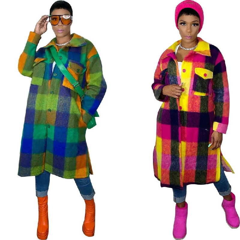 Wholesale Women Fashion Long Sleeve Button Wool Coat Winter Long Plaid Jackets Notch Collar Peter Pan Collar Cowl Neck Wholesale Women Fashion Long Sleeve Button Wool Coat Winter Long Plaid Jackets Notch Collar Peter Pan Collar Cowl Neck