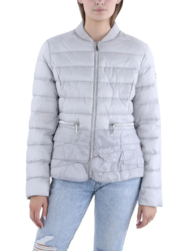 Womens Insulated Ruffled Trim Puffer Jacket Appliqued Jacket Beaded Jacket Sequined Jacket Womens Insulated Ruffled Trim Puffer Jacket Appliqued Jacket Beaded Jacket Sequined Jacket
