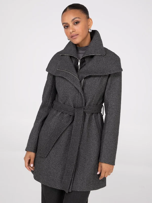 Double Collar Wrap Coat Stretchy Active Jacket