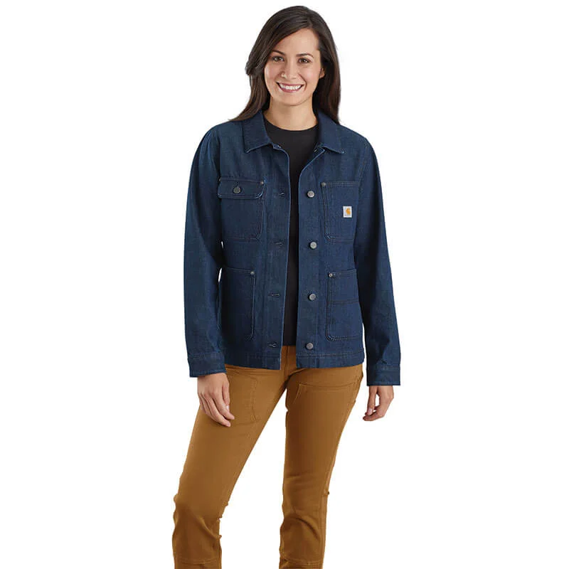 105449 - Carhartt Women's Relaxed Fit Denim Chore Coat Structured Wool Blazer