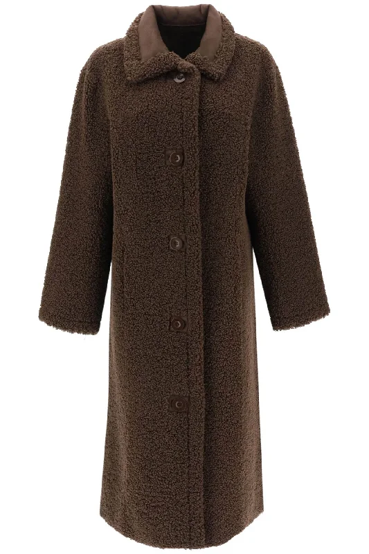 'kenca' Reversible Eco-shearling Coat  - Marrone Modern Asymmetric Coat