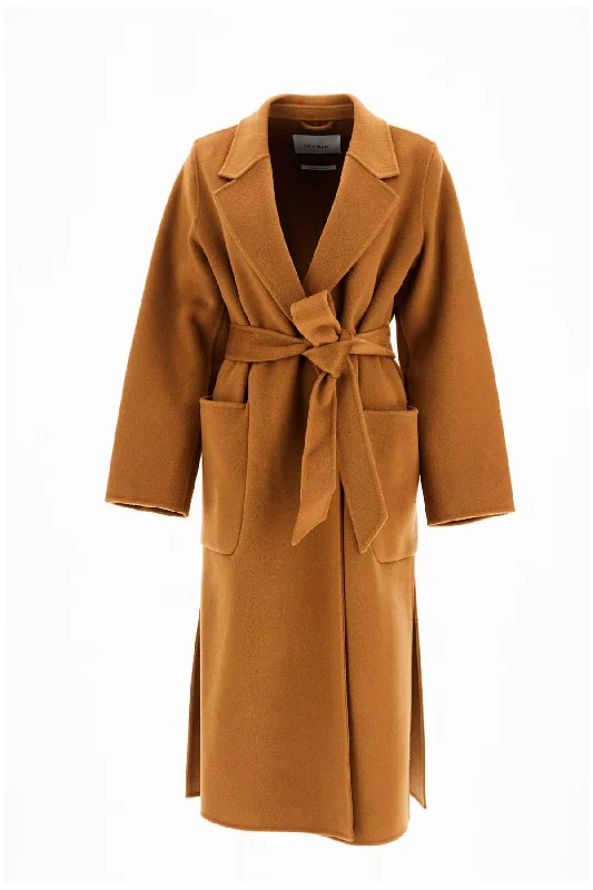 Celia Wrap Coat Robe Style  - Brown Reversible Quilted Jacket