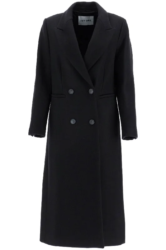 Cayenne Double-breasted Wool Coat  - Black Ultra-Soft Sherpa Vest