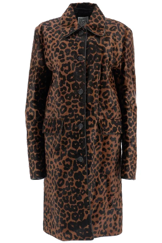 Leopard Print Car Coat In Horse  - Marrone Streetwear Bomber Jacket