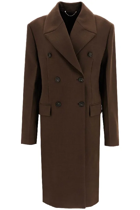 Wide Double-breasted Coat  - Brown Padded Ski Jacket