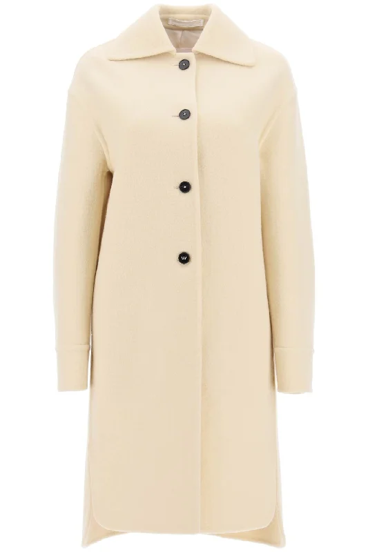 Deconstructed Coat In Virgin Wool  - Beige Chic Winter Coat