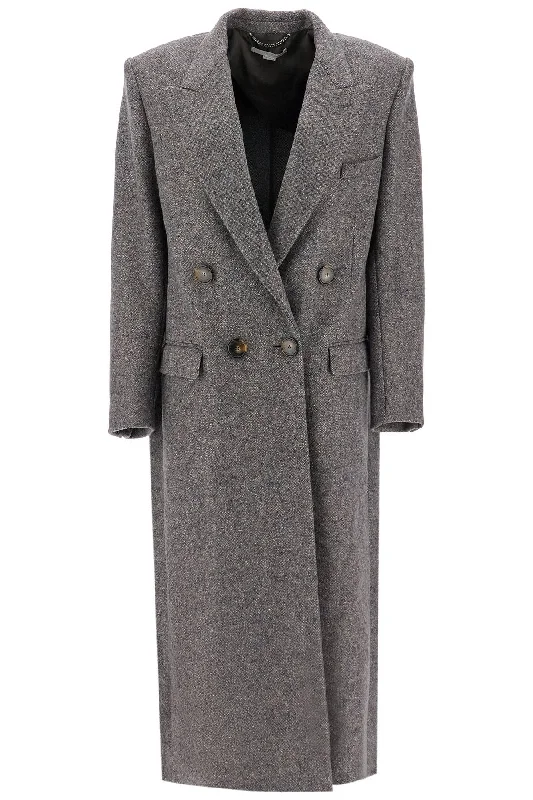 Maxi Tweed Coat In  - Grey Elegant Satin Bolero