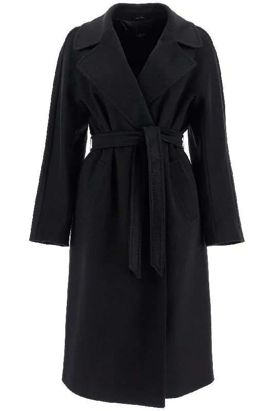 Cashmere Long Coat  - Black Hooded Parka Coat