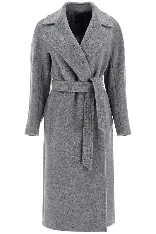 Alpaca And Mohair Robe Coat  - Grey Streetwear Bomber Jacket
