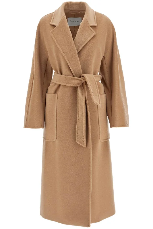 Locri Robe Coat With Wrap  - Beige Fur-Trimmed Winter Coat