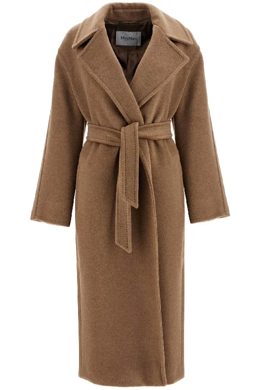 Alpaca, Wool And Cashmere Robe Coat  - Brown Vintage Suede Jacket