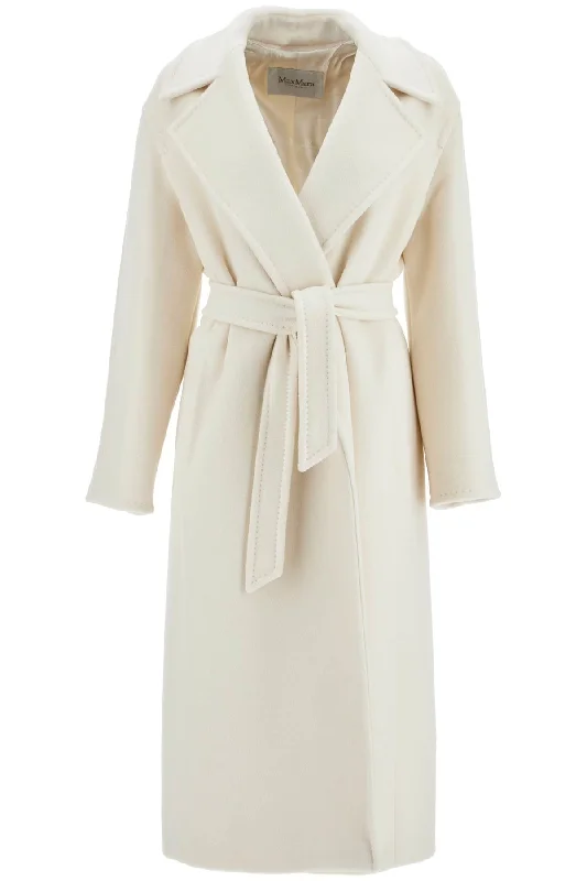 Alpaca, Wool And Cashmere Robe Coat  - White Double-Breasted Trench