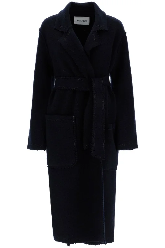 Knitted Jene Coat  - Blue Drape Front Waterfall Coat