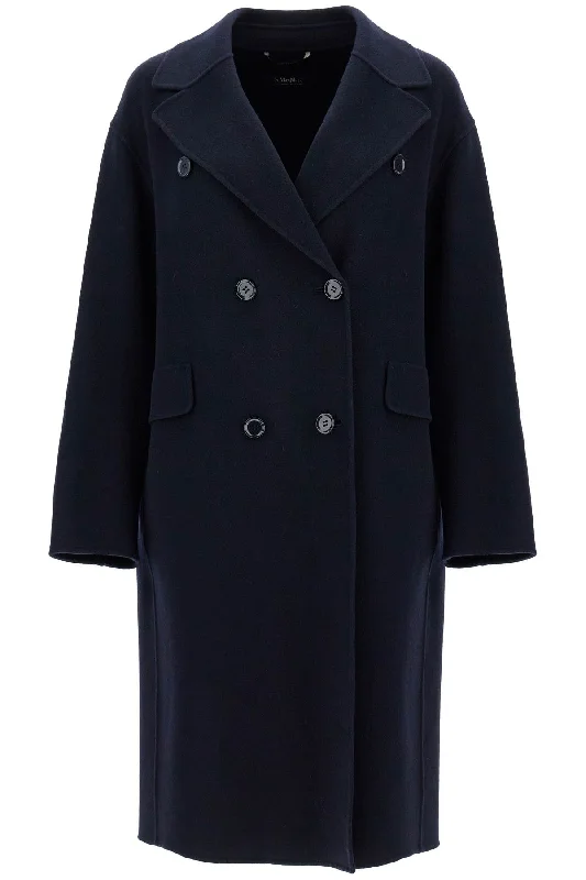 Double-breasted Midi Coat '  - Blue Cozy Fleece Hoodie