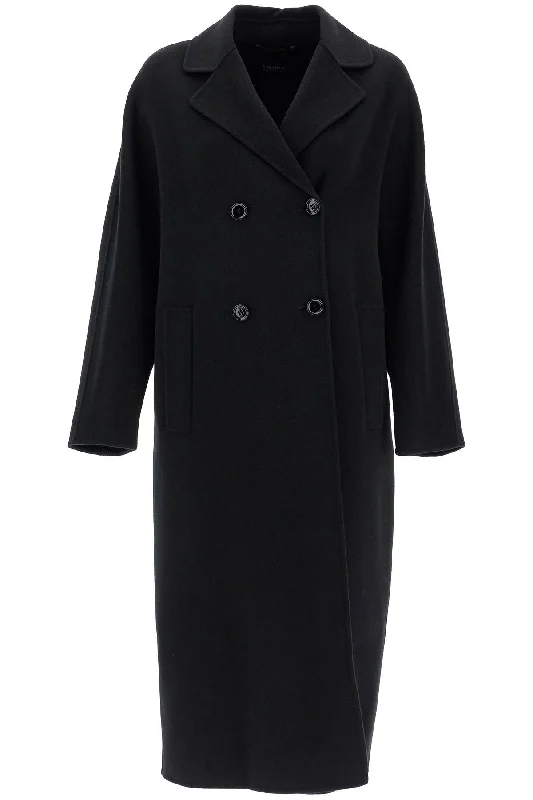 Double-breasted Wool Coat  - Black Bold Color Block Coat