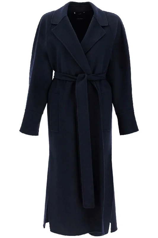 Woolen Robe-style Coat With  - Blue Hooded Puffer Anorak