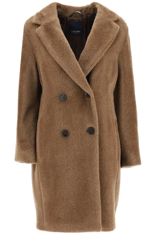 Roseto Wool And Alpaca Coat  - Brown Fitted Faux Suede Blazer
