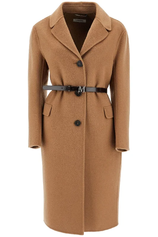 Coat With Belt By Rubens  - Beige Polished Tailored Coat