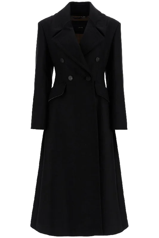 Wool And Cashmere Redingote Coat In  - Black Long Hooded Anorak