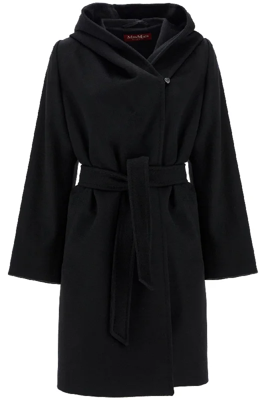 Wool Coat With Hooded C  - Black Fuzzy Sherpa Pullover