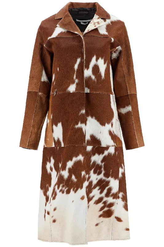 Long Gio Coat In Pony Hair  - Brown Lightweight Utility Jacket