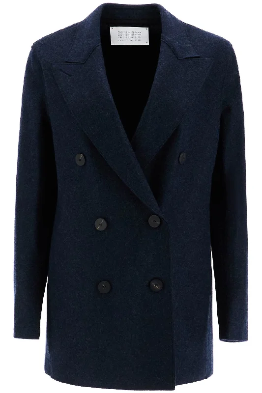 Double-breasted Cashmere Coat  - Blue Relaxed Utility Shacket