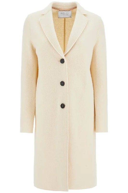 Single-breasted Wool Coat In Boiled  - White Functional Travel Jacket